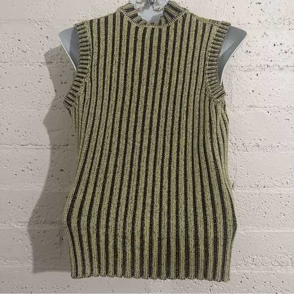 Christopher & Banks Womens Full Zip Sweater M Green Sleeveless Floral Tapestry O - Picture 4 of 5